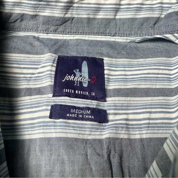 NWT johnnie-O Chandler Indigo Striped Long Sleeve Button-Down Shirt Medium - Picture 7 of 13